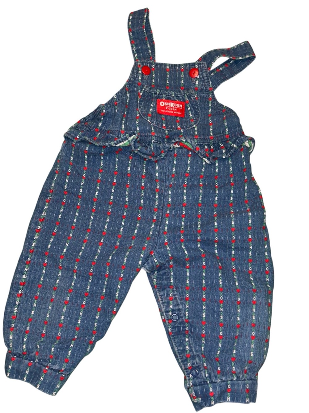OshKosh B'gosh Dark Blue Denim Overalls with Red Dot Trim